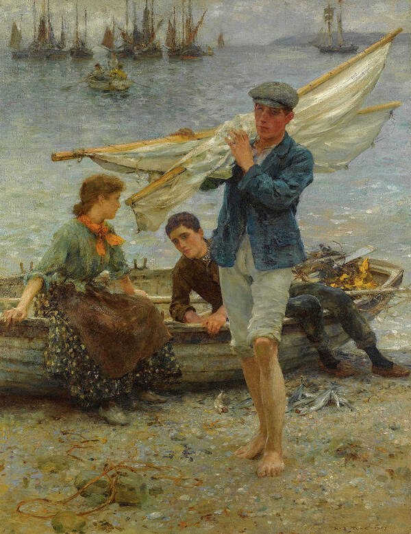 Henry Scott Tuke Poster featuring the painting Return From Fishing, 1907 by Henry Scott Tuke
