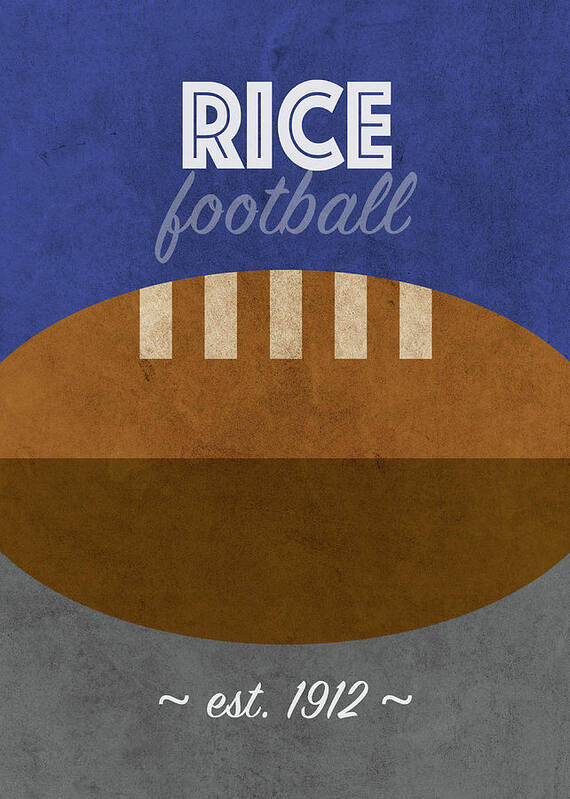 Rice Poster featuring the mixed media Rice Football College Sports Retro Vintage Poster by Design Turnpike