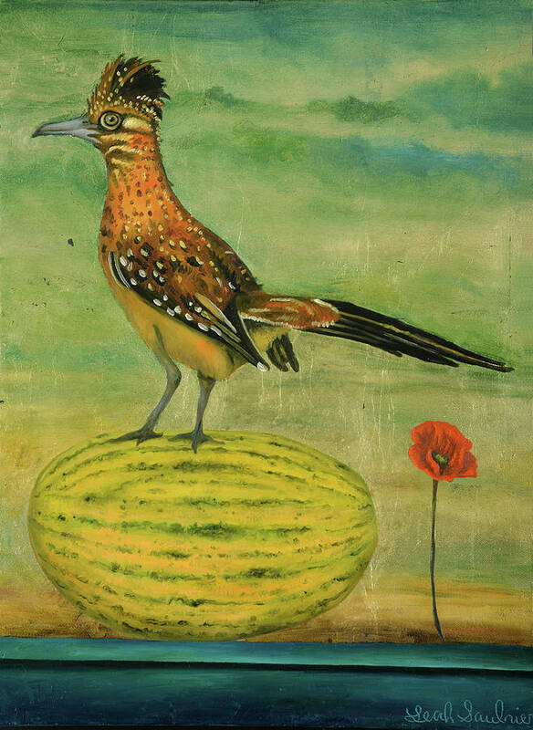Roadrunner Al Poster featuring the painting Roadrunner by Leah Saulnier