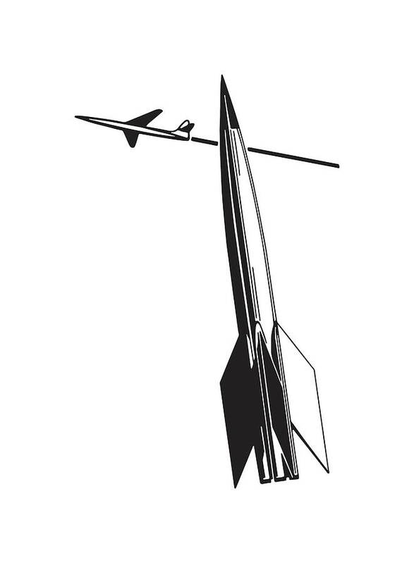 Aircraft Poster featuring the drawing Rocket and Airplane by CSA Images