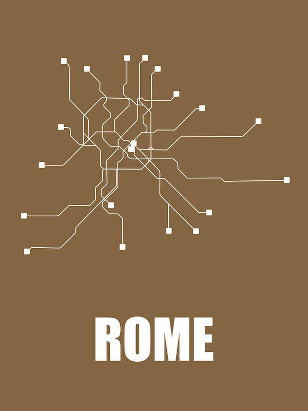 Rome Poster featuring the digital art Rome Subway Map 2 by Naxart Studio