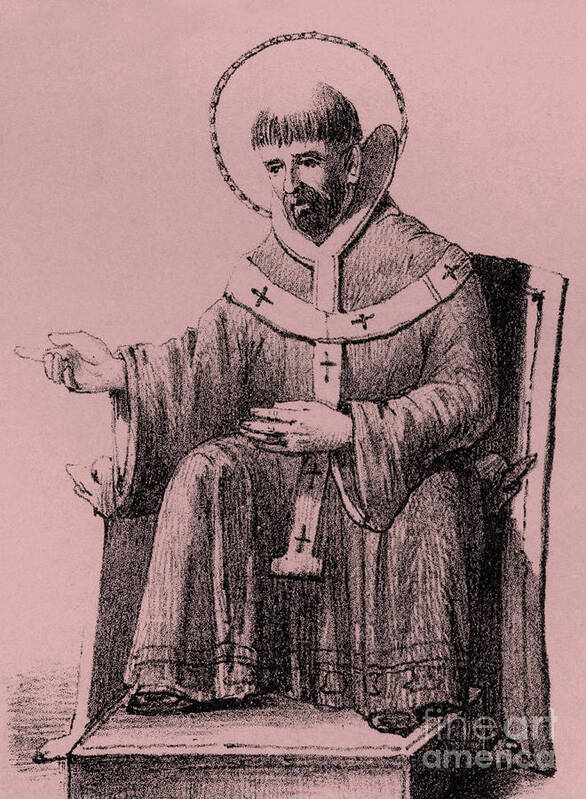 Saint Augustine Poster featuring the drawing Saint Augustine 354-430, Bishop of Hippo, by English School