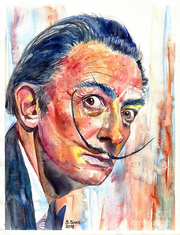 Salvador Poster featuring the painting Salvador Dali portrait by Suzann Sines