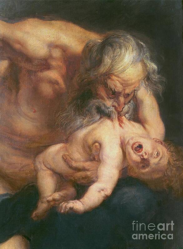Rubens Poster featuring the painting Saturn Devouring His Son, 1636, Detail by Peter Paul Rubens