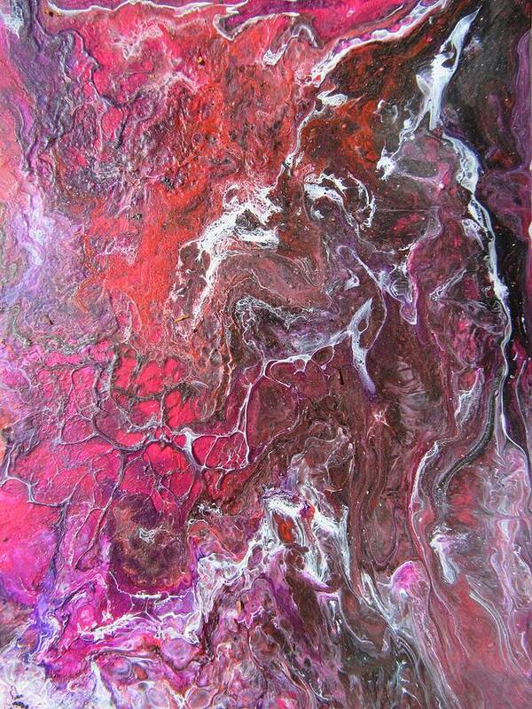 Scarlet Purple Waves Poster featuring the mixed media Scarlet Purple Waves by Tammy Oliver