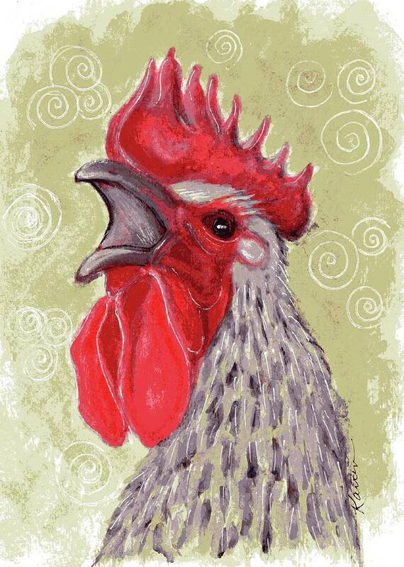 Chicken Poster featuring the painting Squawk Box by Karren Case