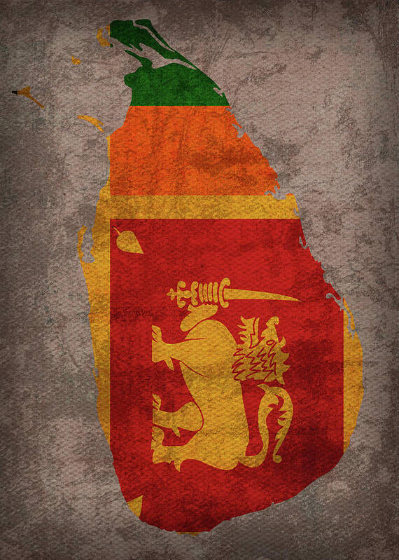 Sri Lanka Poster featuring the mixed media Sri Lanka Country Flag Map by Design Turnpike