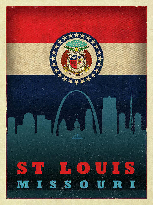 St Louis City Skyline State Flag Of Missouri Poster by Design