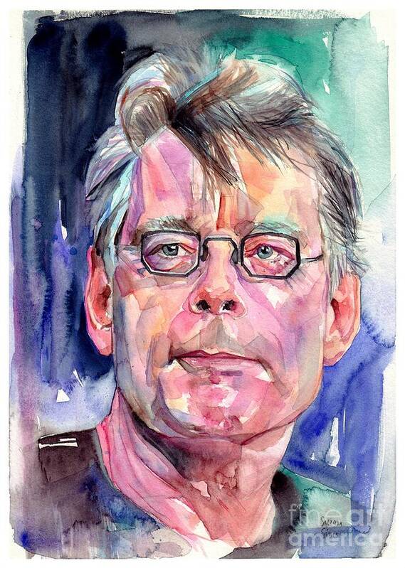Stephen King Poster featuring the painting Stephen King Portrait by Suzann Sines