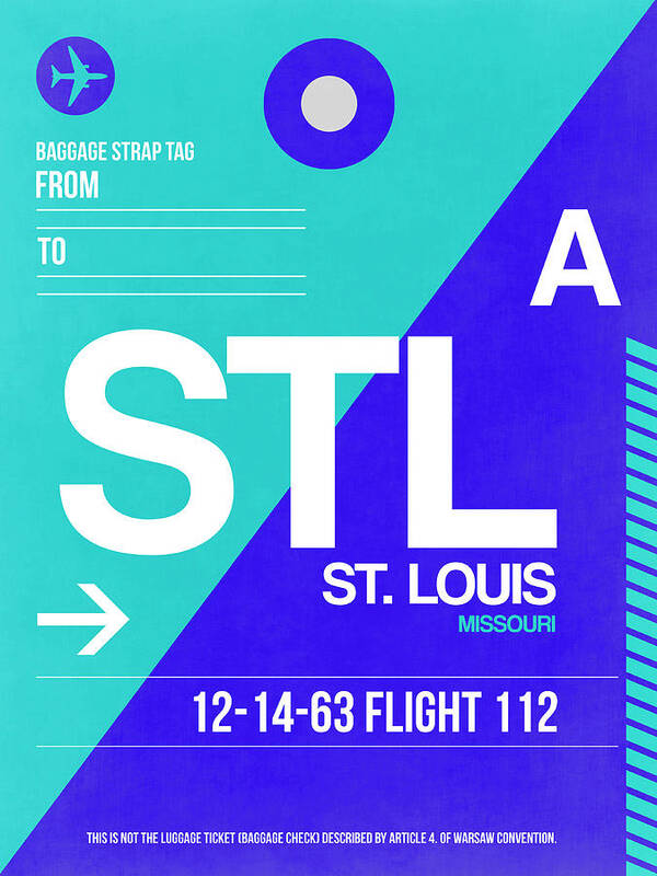 Vacation Poster featuring the digital art STL St. Louis Luggage Tag II by Naxart Studio
