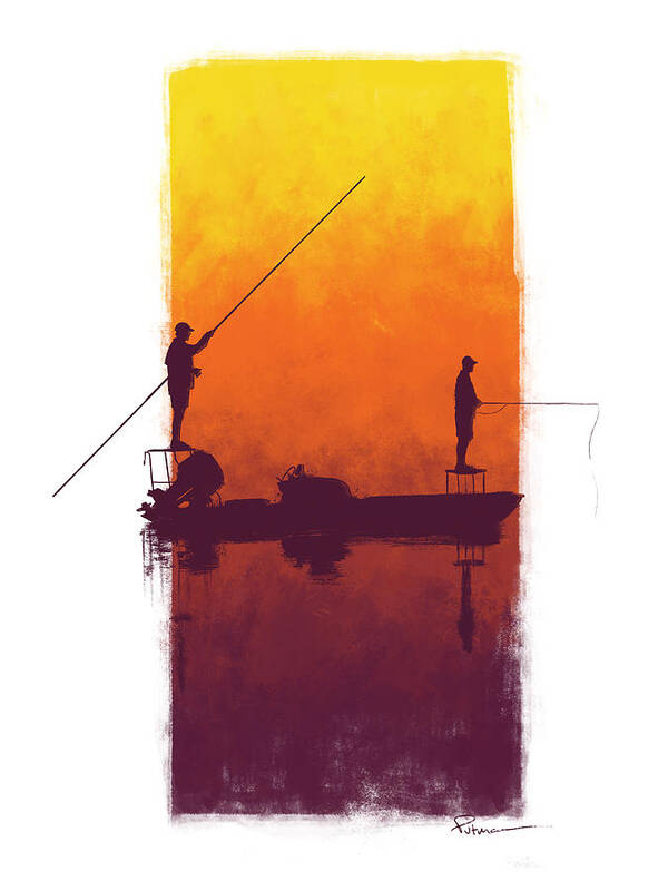 Fly Fishing Poster featuring the digital art Sunset Summer Blues by Kevin Putman