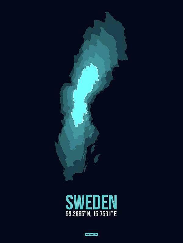 Sweden Poster featuring the digital art Sweden Radiant Map II by Naxart Studio