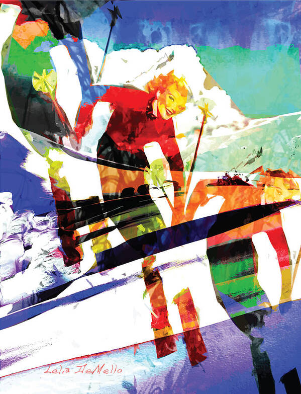 Ski Poster featuring the painting Swish by Lelia DeMello