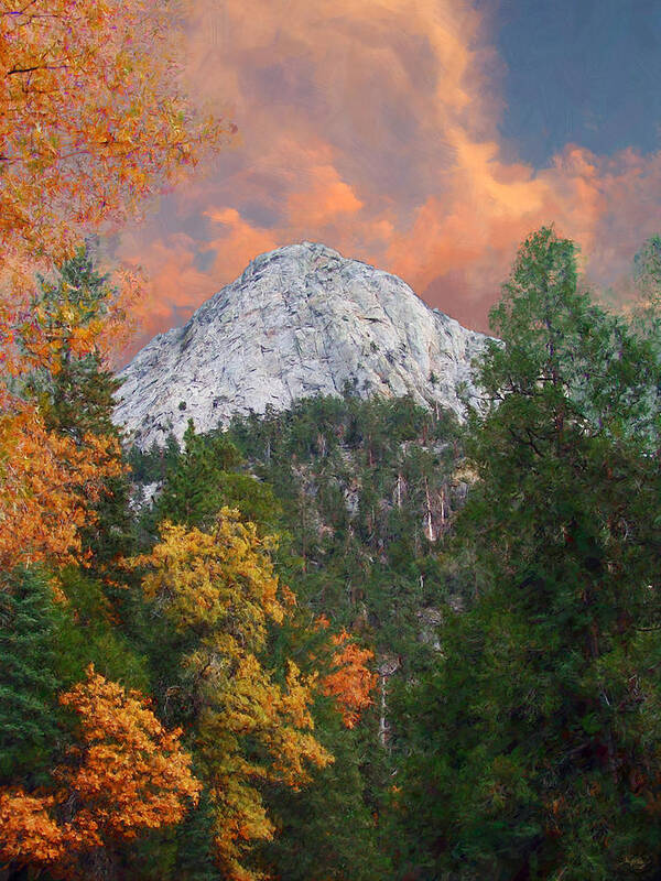 Tahquitz Peak Poster featuring the digital art Tahquitz Peak - Lily Rock Painted Version by Glenn McCarthy Art and Photography