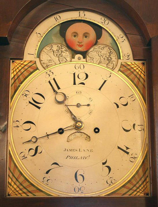 Lane Poster featuring the mixed media Tall case clock face, around 1816 by James Lane