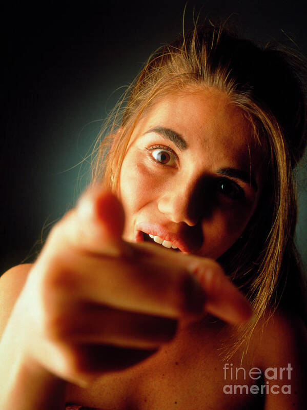 Mood Poster featuring the photograph Teenage Girl Points Finger In Anger Or Frustration by Oscar Burriel/science Photo Library
