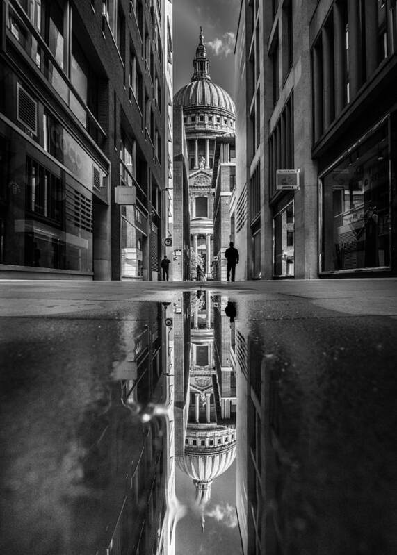 People Poster featuring the photograph The Mirror Of St Paul\'s Cathedral by Selaru Ovidiu