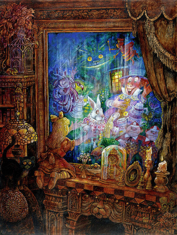 Alice In Wonderland Poster featuring the painting Through The Looking Glass by Bill Bell