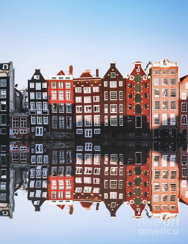 North Holland Poster featuring the photograph Typical Dutch Houses Reflections by Serts