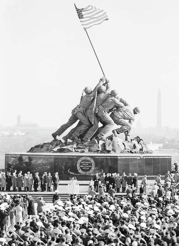 Young Men Poster featuring the photograph U.s. Marine Corps Memorial Statue Iwo by Bettmann