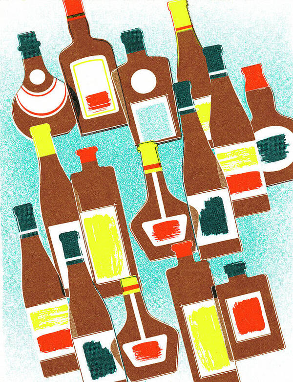 Alcohol Poster featuring the drawing Variety of Bottles by CSA Images