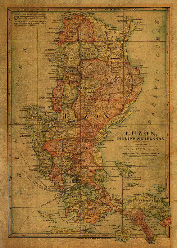 Vintage Poster featuring the mixed media Vintage Map of Luzon Philippines 1899 by Design Turnpike