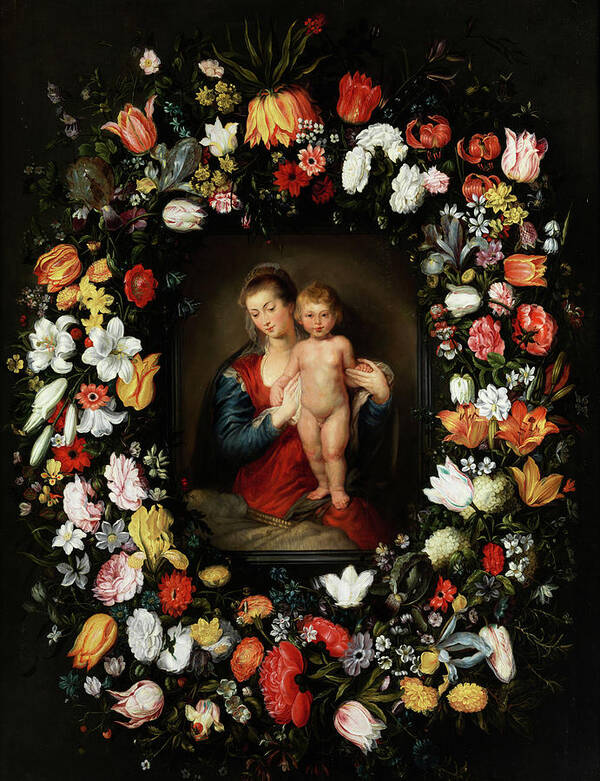 Jan Brueghel The Younger Poster featuring the painting Virgin and Child by Jan Brueghel the Younger