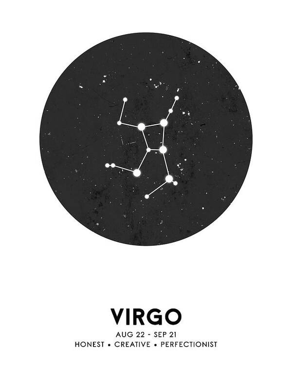 Virgo Poster featuring the mixed media Virgo Print - Zodiac Signs Print - Zodiac Posters - Virgo Poster - Night Sky - Stars - Virgo Traits by Studio Grafiikka
