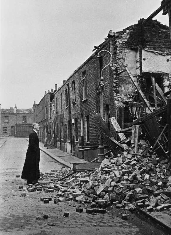 Rubble Poster featuring the photograph Wartime Priest by Bert Hardy