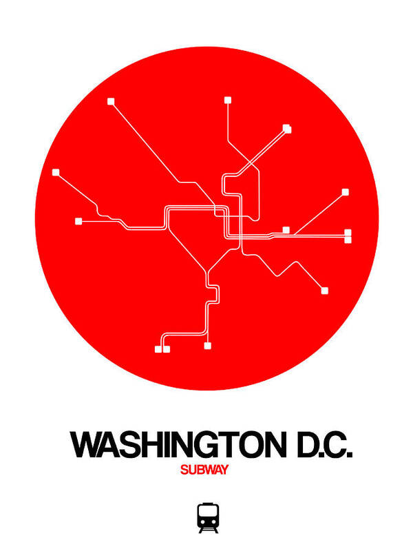 Washington D.c. Poster featuring the digital art Washington D.C. Red Subway Map by Naxart Studio