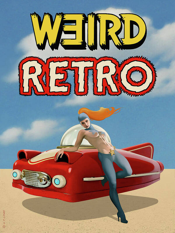 Weird Poster featuring the mixed media Weird Retro by Udo Linke