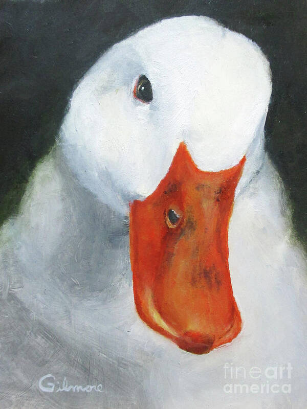 Animals Poster featuring the painting White Duck by Roseann Gilmore