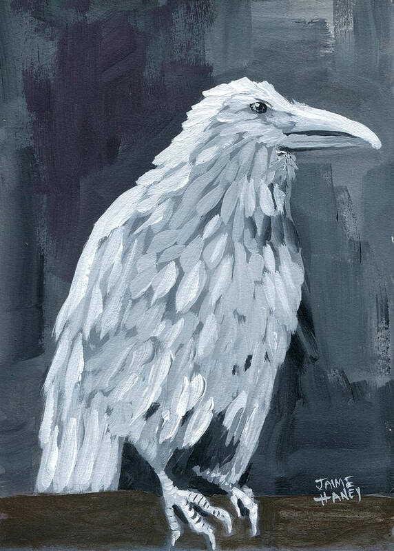 White Raven Poster featuring the painting White Raven by Jaime Haney