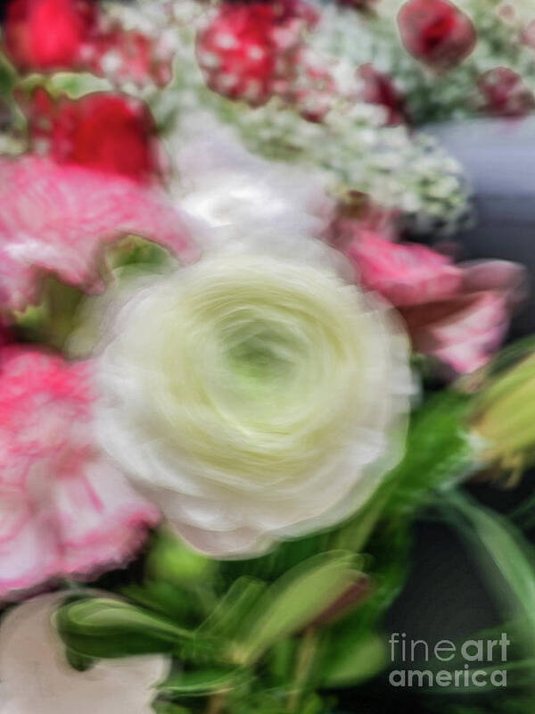 Abstract Poster featuring the photograph White rose blur abstract by Phillip Rubino