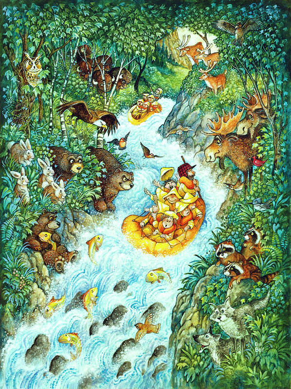 Wild Whitewater Poster featuring the painting Wild Whitewater by Bill Bell