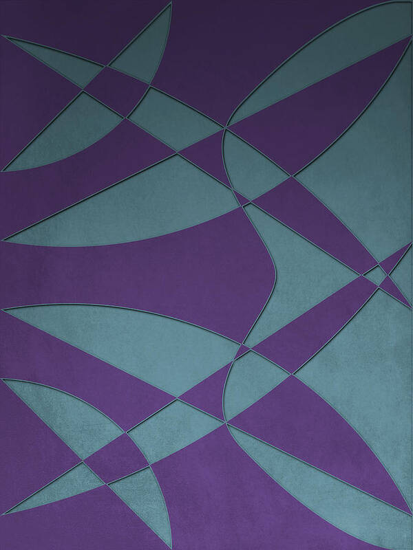 Curves Poster featuring the digital art Wings and Sails - Purple and Light Blue by Jason Fink