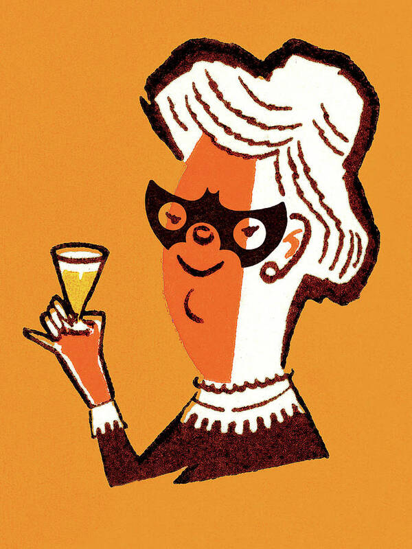 Accessories Poster featuring the drawing Woman in Bat mask Proposing a Toast by CSA Images