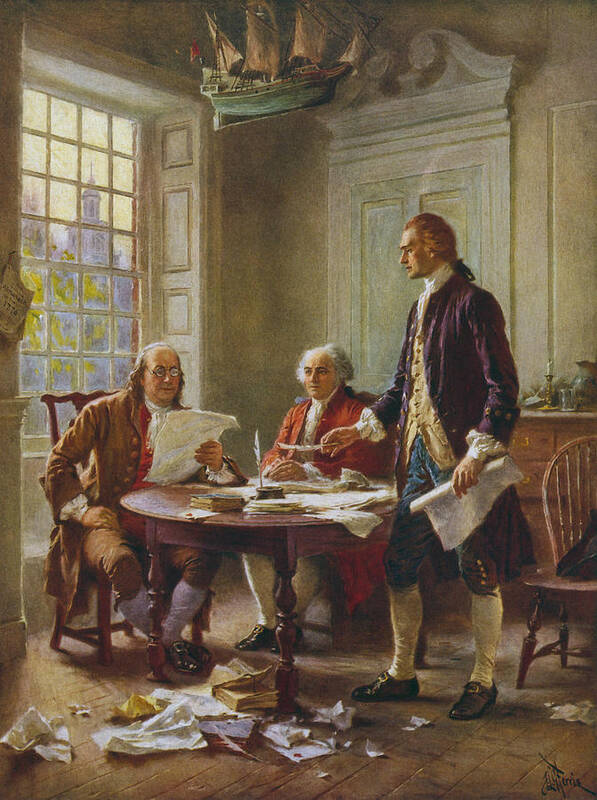 Declaration Of Independence Poster featuring the painting Writing The Declaration of Independence by War Is Hell Store
