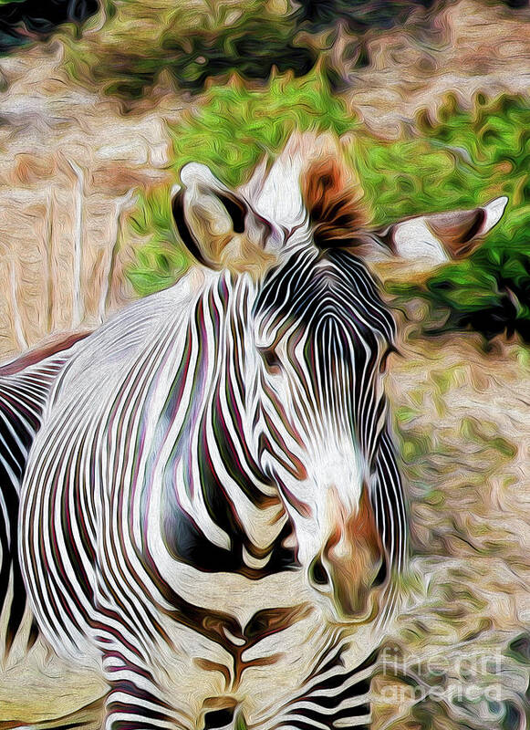 Animal Poster featuring the digital art Zebra Rendition I by Kenneth Montgomery