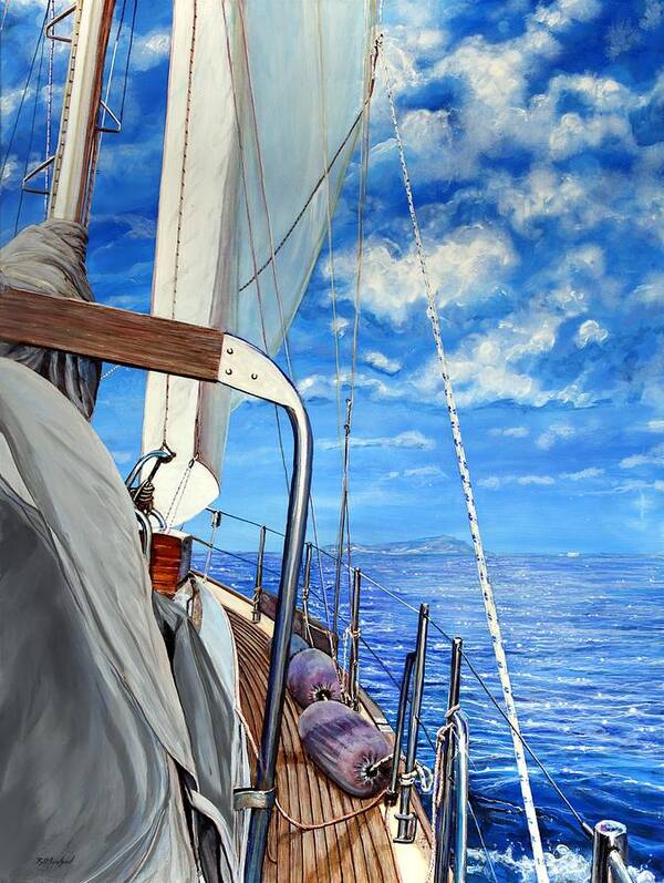 Sailboat Poster featuring the painting Aisling 1 Sailing by R J Marchand