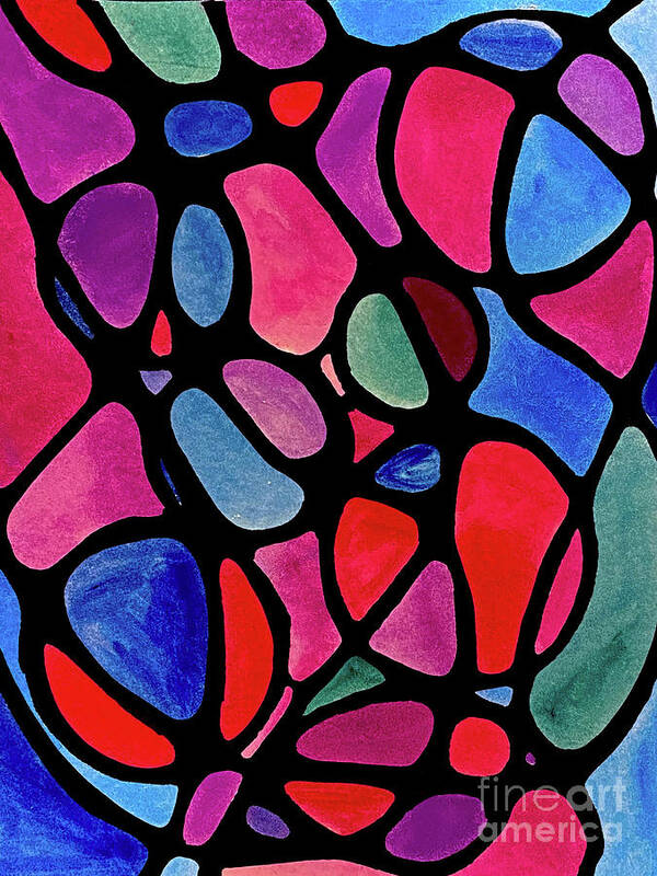Bright Poster featuring the mixed media Bright Shapes2 by Lisa Neuman