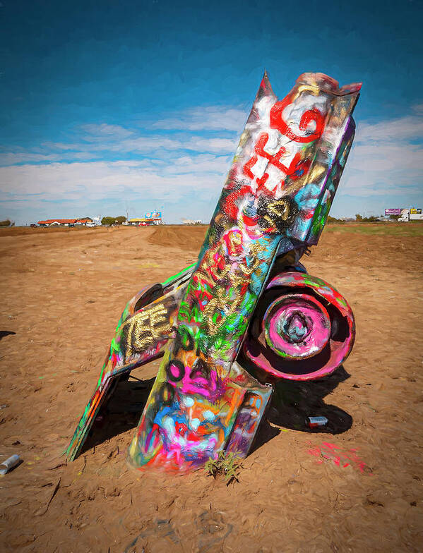 © 2012 Lou Novick Poster featuring the digital art Cadillac Ranch #4 #1 by Lou Novick