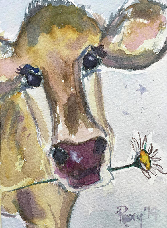 Cow Poster featuring the painting Daisy #2 by Roxy Rich