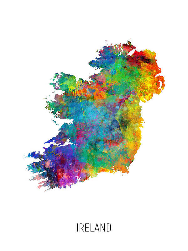 Ireland Poster featuring the digital art Ireland Watercolor Map #1 by Michael Tompsett