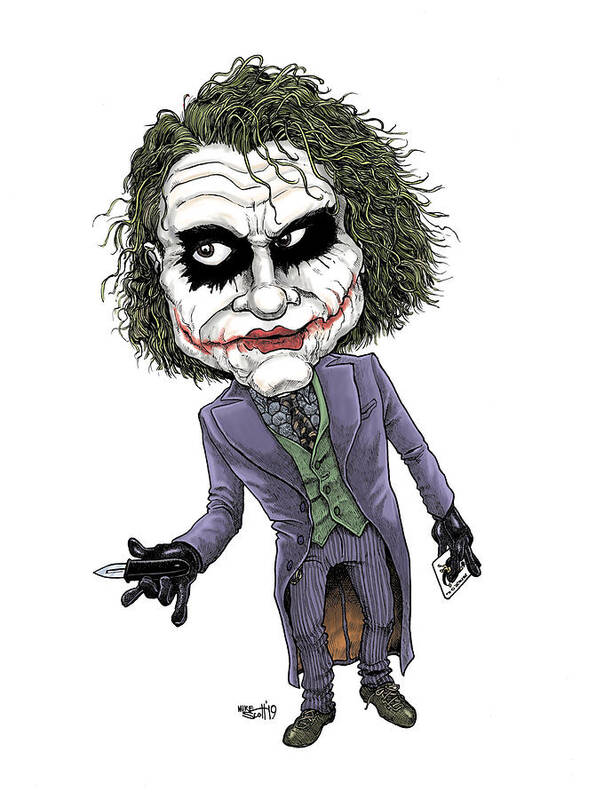 Caricature Poster featuring the drawing Joker #1 by Mike Scott