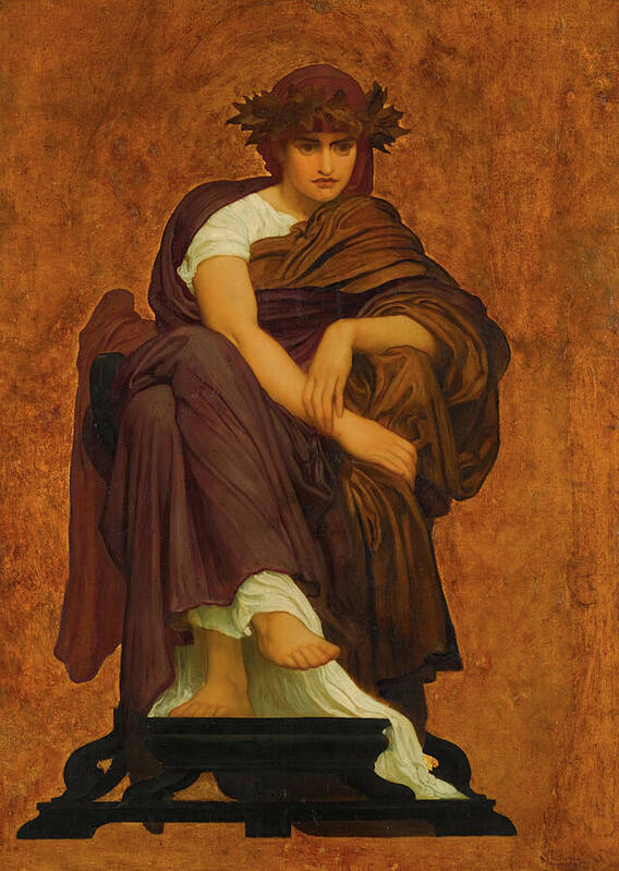 Frederic Leighton Poster featuring the painting Mnemosyne, Mother of the Muses #2 by Lagra Art