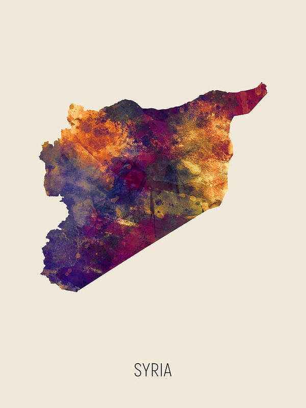 Syria Poster featuring the digital art Syria Watercolor Map #1 by Michael Tompsett
