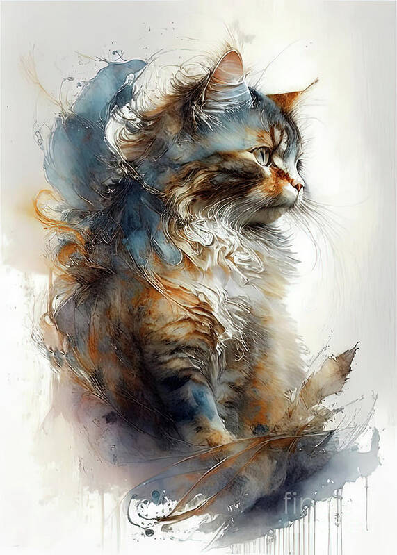 Cat Poster featuring the digital art The Cat #1 by Elaine Manley