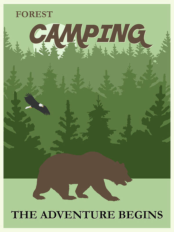 Vintage Poster featuring the drawing Vintage Camping Poster #1 by Travel Poster