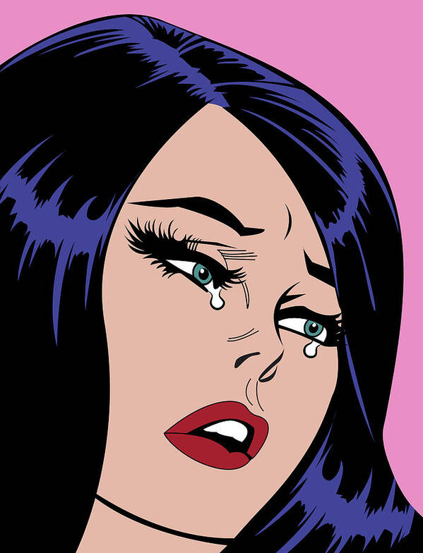 Popart Poster featuring the digital art Woman in Tears #1 by Long Shot